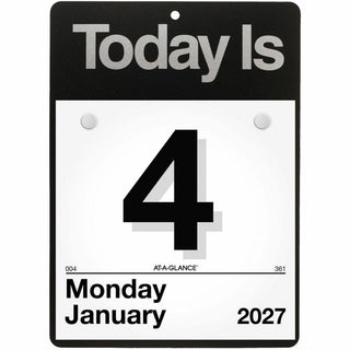 At-A-Glance "Today Is"Wall Calendar - Small Size - Julian Dates - Daily - 12 Month - January 2024 - December 2024 - 1 Day Single Page Layout - 6" x 6" White Sheet - White - Poly, Paper - Eyelet, Unruled Daily Block - 1 Each