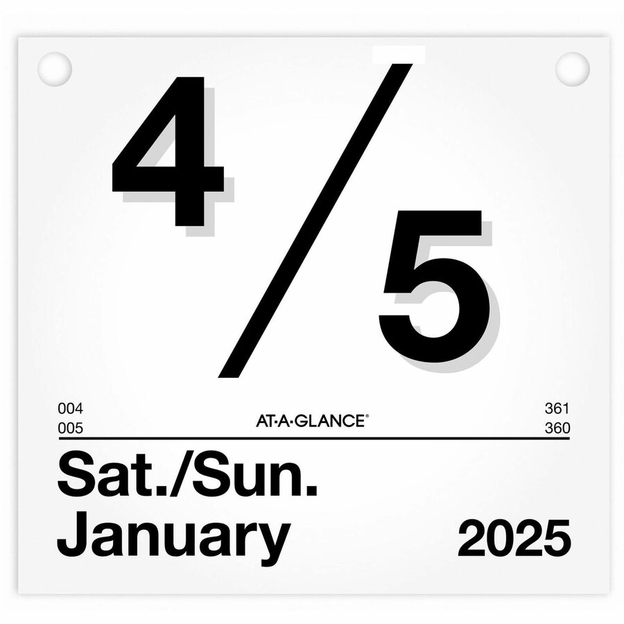 At-A-Glance "Today Is"Wall Calendar Refill - Large Size - Julian Dates - Daily - 12 Month - January 2024 - December 2024 - 1 Day Single Page Layout - 8 1/2" x 8" Sheet Size - Paper - Hanging Loop, Unruled Daily Block - 1 Each