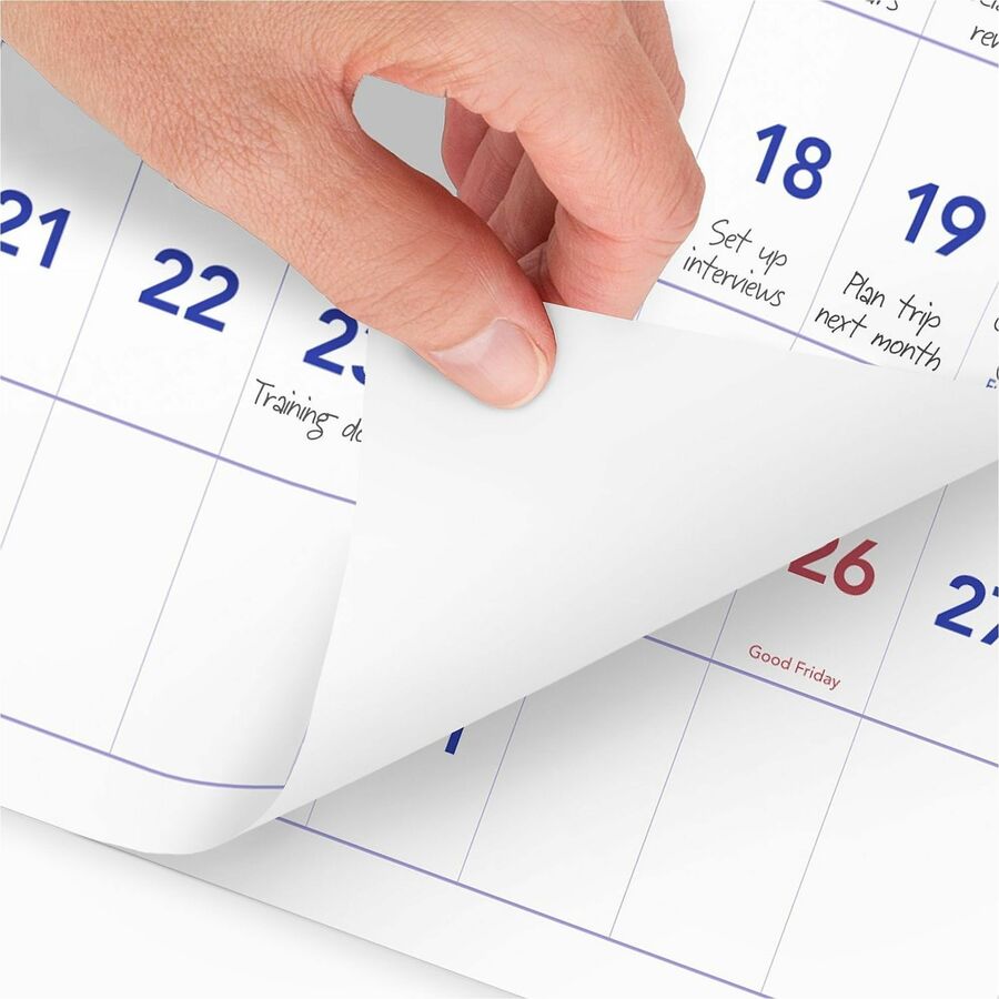 Deluxe Three-Month Reference Wall Calendar, Horizontal Orientation, 24 x 12, White Sheets, 15-Month (Dec-Feb): 2023 to 2025