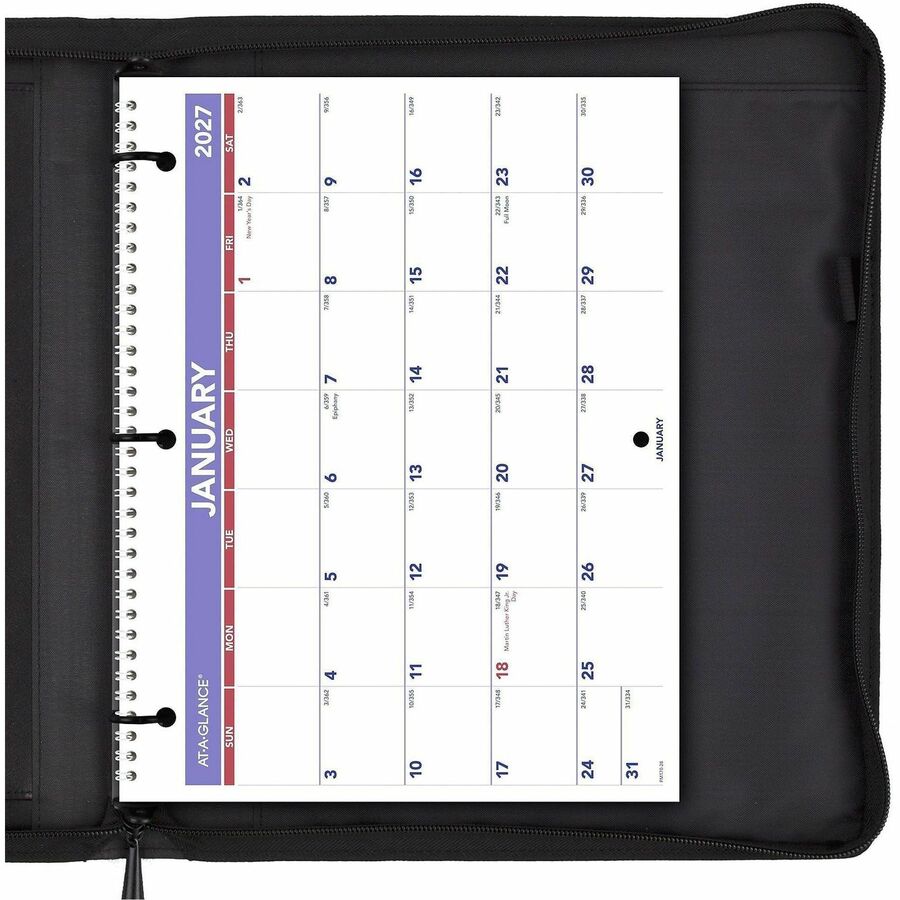 At-A-Glance Desk Wall Calendar - Small Size - Julian Dates - Monthly - 12 Month - January 2024 - December 2024 - 1 Month Single Page Layout 1 Month Double Page Layout - 11" x 8 1/2" White Sheet - 1.50" x 1.25" Block - Wire Bound - Desktop - White - P