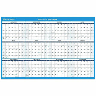 Horizontal Reversible/Erasable Wall Planner, 36 x 24, White/Blue Sheets, 12-Month (Jan to Dec): 2024