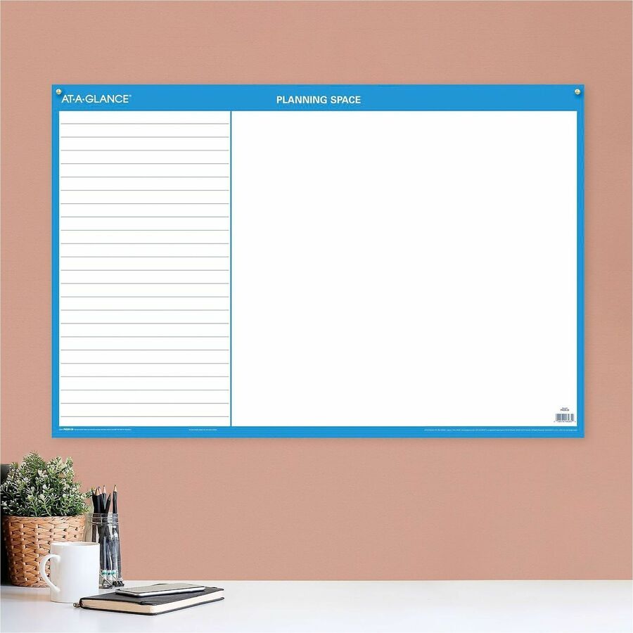 Horizontal Reversible/Erasable Wall Planner, 36 x 24, White/Blue Sheets, 12-Month (Jan to Dec): 2024