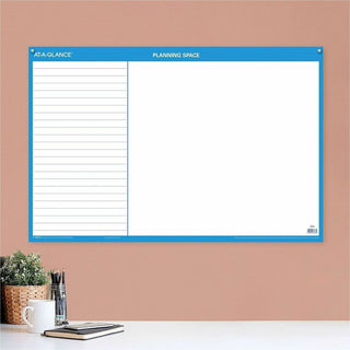 Horizontal Reversible/Erasable Wall Planner, 36 x 24, White/Blue Sheets, 12-Month (Jan to Dec): 2024