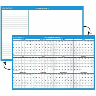 Horizontal Reversible/Erasable Wall Planner, 36 x 24, White/Blue Sheets, 12-Month (Jan to Dec): 2024