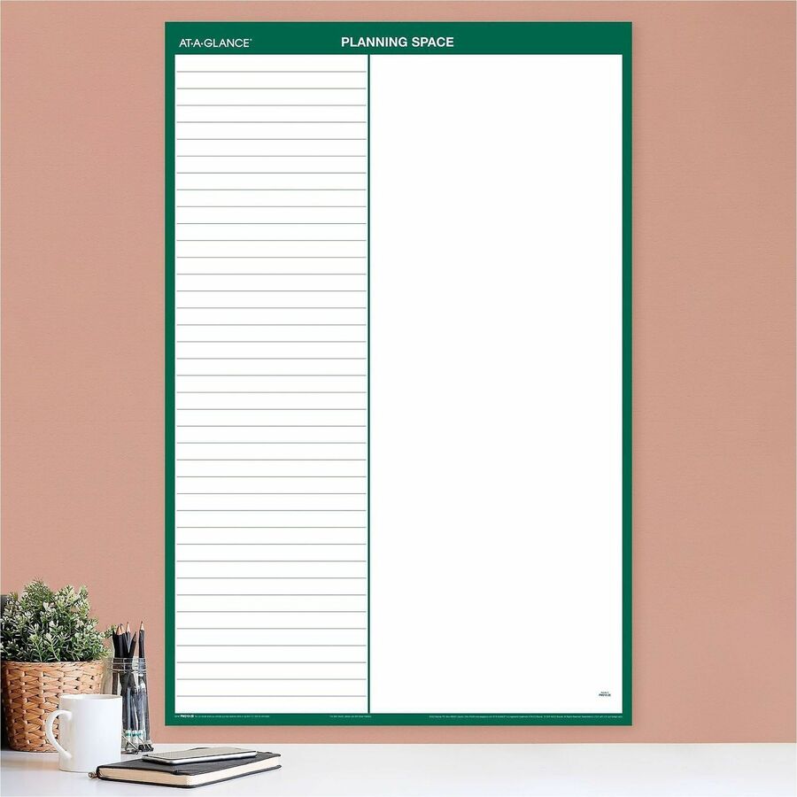 At-A-Glance Vertical Reversible Erasable Wall Calendar - Large Size - Julian Dates - Yearly - 12 Month - January 2024 - December 2024 - 24" x 36" White Sheet - Blue, Gray - Laminate - Erasable, Laminated, Unruled Daily Block, Reversible - 1 Each
