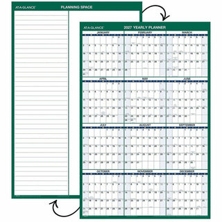 At-A-Glance Vertical Reversible Erasable Wall Calendar - Large Size - Julian Dates - Yearly - 12 Month - January 2024 - December 2024 - 24" x 36" White Sheet - Blue, Gray - Laminate - Erasable, Laminated, Unruled Daily Block, Reversible - 1 Each