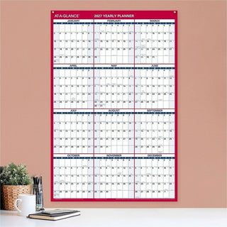 Erasable Vertical/Horizontal Wall Planner, 24 x 36, White/Blue/Red Sheets, 12-Month (Jan to Dec): 2024