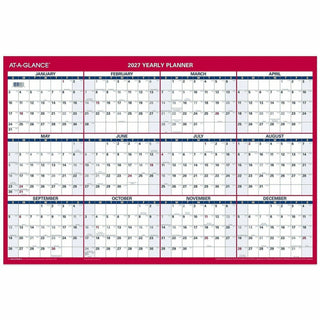Erasable Vertical/Horizontal Wall Planner, 24 x 36, White/Blue/Red Sheets, 12-Month (Jan to Dec): 2024