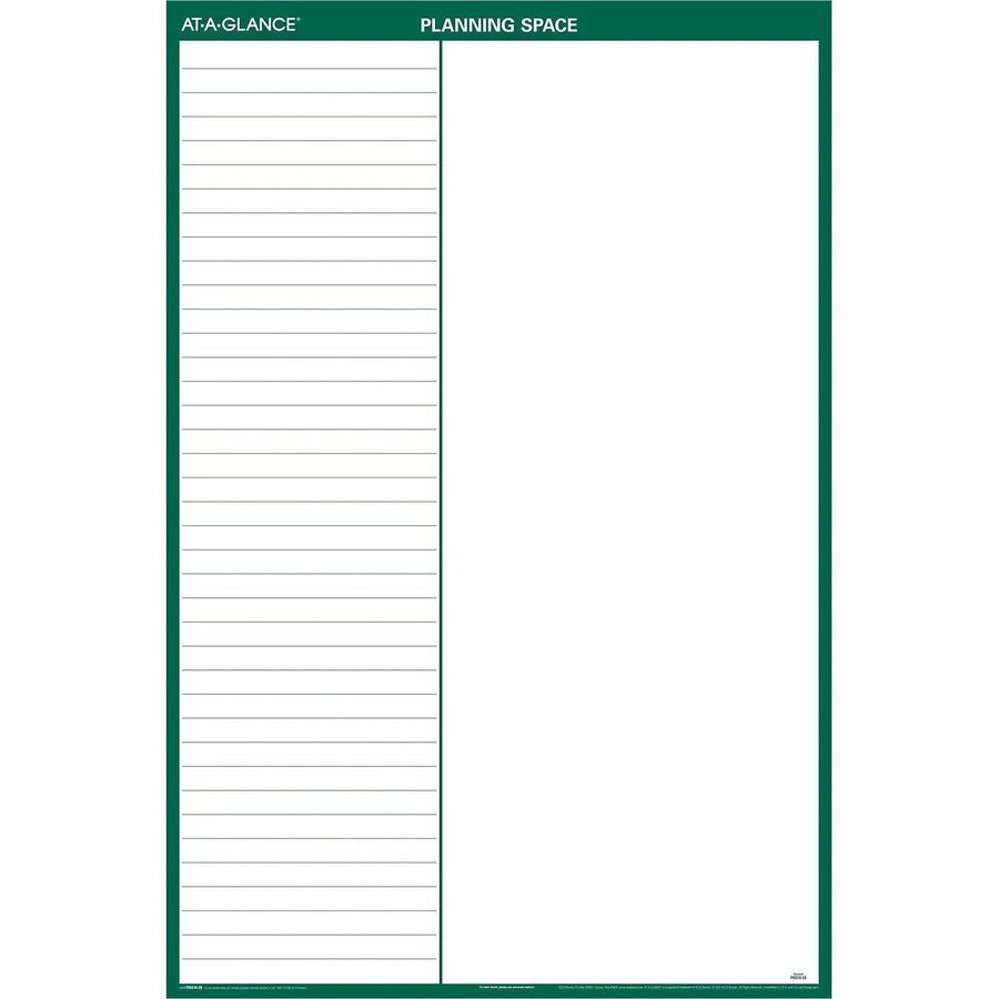 At-A-Glance Vertical Reversible Erasable Wall Calendar - Extra Large Size - Julian Dates - Yearly - 12 Month - January 2024 - December 2024 - 48" x 32" White Sheet - Green - Laminate - Erasable, Laminated, Write on/Wipe off, Reversible, Notes Area, U