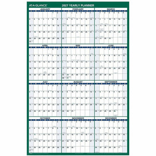 At-A-Glance Vertical Reversible Erasable Wall Calendar - Extra Large Size - Julian Dates - Yearly - 12 Month - January 2024 - December 2024 - 48" x 32" White Sheet - Green - Laminate - Erasable, Laminated, Write on/Wipe off, Reversible, Notes Area, U