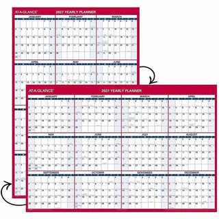 At-A-Glance Vertical Reversible Horizontal Erasable Wall Calendar - Extra Large Size - Julian Dates - Yearly - 12 Month - January 2024 - December 2024 - 48" x 32" White Sheet - 1.25" x 1.88" , 1.63" x 1.63" Block - Red - Laminate - Erasable, Reversib