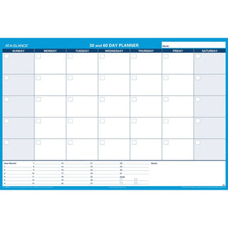 30/60-Day Undated Horizontal Erasable Wall Planner, 48 x 32, White/Blue Sheets, Undated
