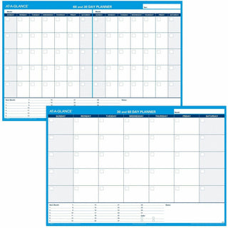30/60-Day Undated Horizontal Erasable Wall Planner, 48 x 32, White/Blue Sheets, Undated