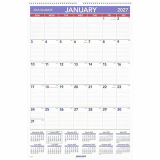Monthly Wall Calendar with Ruled Daily Blocks, 20 x 30, White Sheets, 12-Month (Jan to Dec): 2024