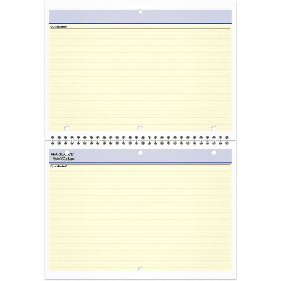 QuickNotes Desk/Wall Calendar, 3-Hole Punched, 11 x 8, White/Blue/Yellow Sheets, 12-Month (Jan to Dec): 2024