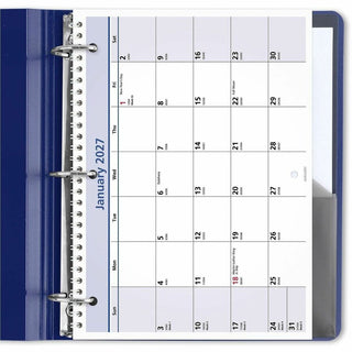 QuickNotes Desk/Wall Calendar, 3-Hole Punched, 11 x 8, White/Blue/Yellow Sheets, 12-Month (Jan to Dec): 2024