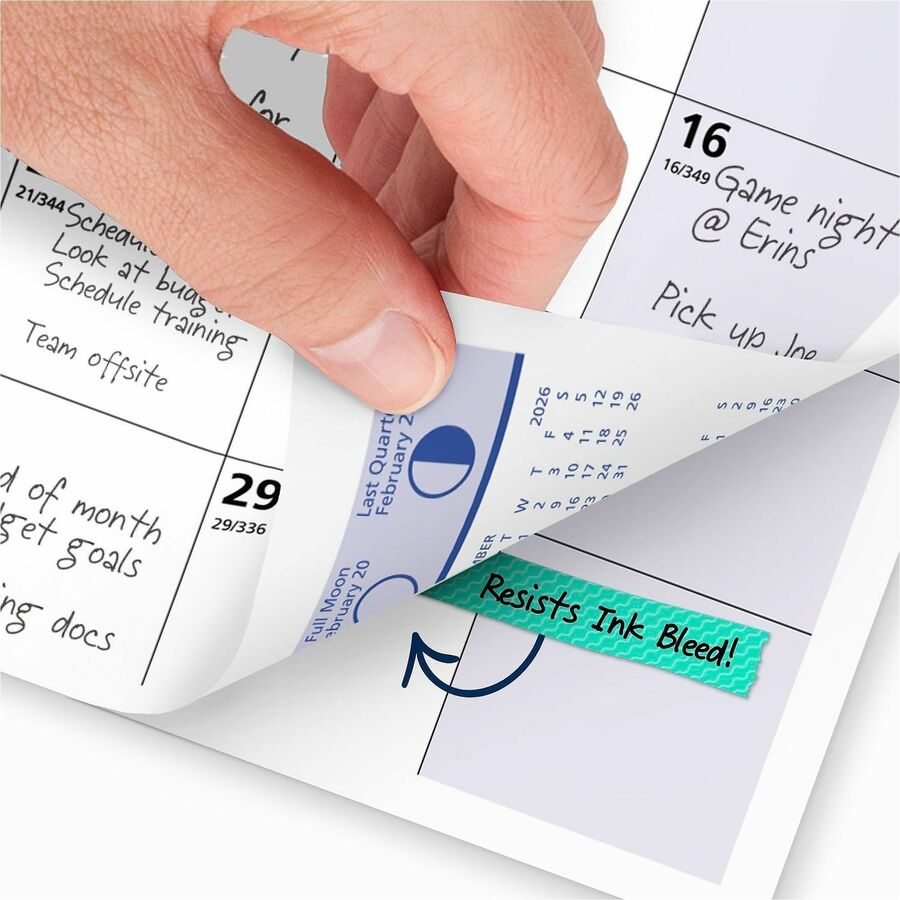 QuickNotes Desk/Wall Calendar, 3-Hole Punched, 11 x 8, White/Blue/Yellow Sheets, 12-Month (Jan to Dec): 2024