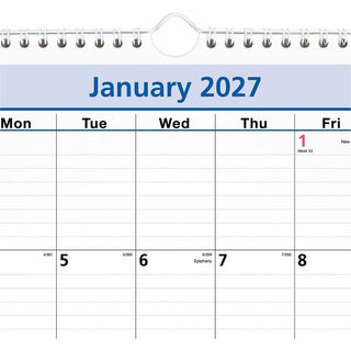 QuickNotes Wall Calendar, 12 x 17, White/Blue/Yellow Sheets, 12-Month (Jan to Dec): 2024
