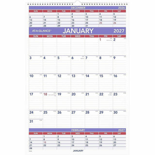 Three-Month Wall Calendar, 15.5 x 22.75, White Sheets, 12-Month (Jan to Dec): 2024