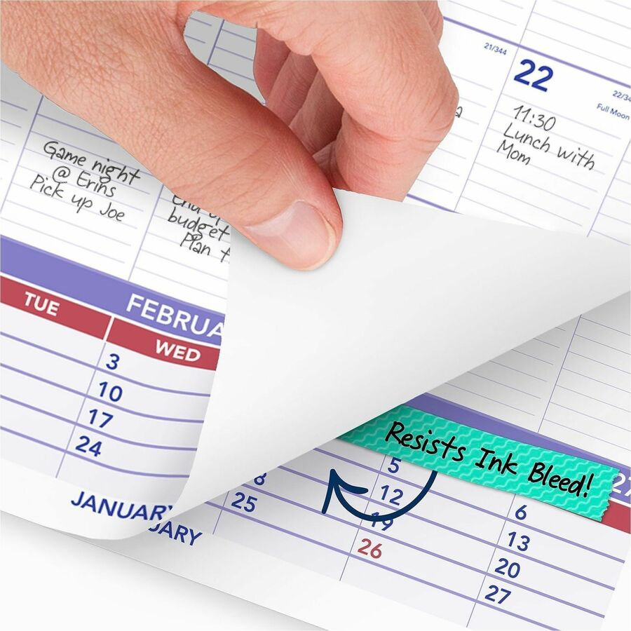 Three-Month Wall Calendar, 15.5 x 22.75, White Sheets, 12-Month (Jan to Dec): 2024