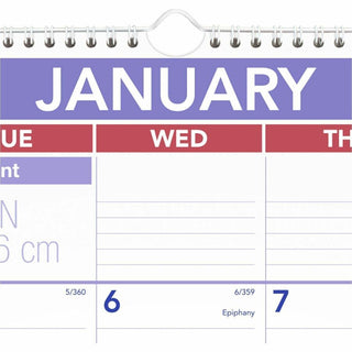 Two-Month Wall Calendar, 22 x 29, White/Blue/Red Sheets, 12-Month (Jan to Dec): 2024