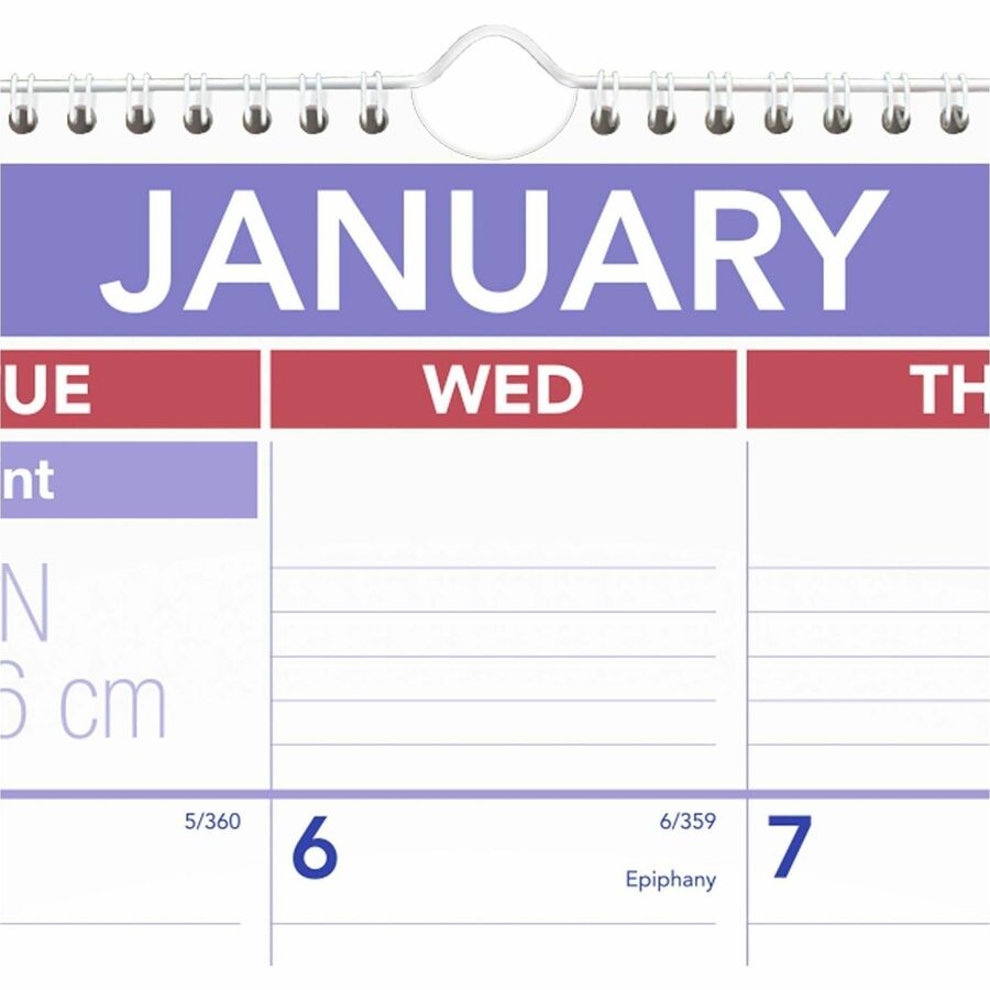 Two-Month Wall Calendar, 22 x 29, White/Blue/Red Sheets, 12-Month (Jan to Dec): 2024