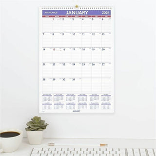 Erasable Wall Calendar, 12 x 17, White Sheets, 12-Month (Jan to Dec): 2024