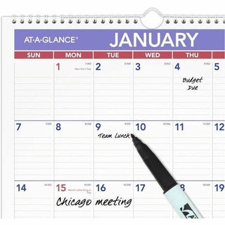 Erasable Wall Calendar, 12 x 17, White Sheets, 12-Month (Jan to Dec): 2024