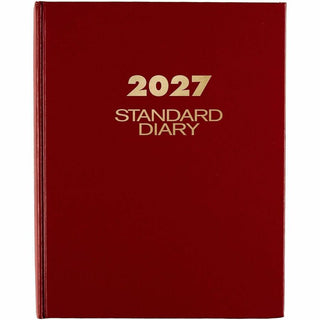 Standard Diary Daily Diary, 2024 Edition, Medium/College Rule, Red Cover, (200) 9.5 x 7.5 Sheets