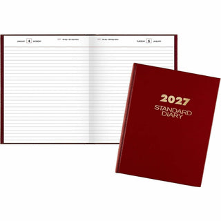 Standard Diary Daily Diary, 2024 Edition, Medium/College Rule, Red Cover, (200) 9.5 x 7.5 Sheets