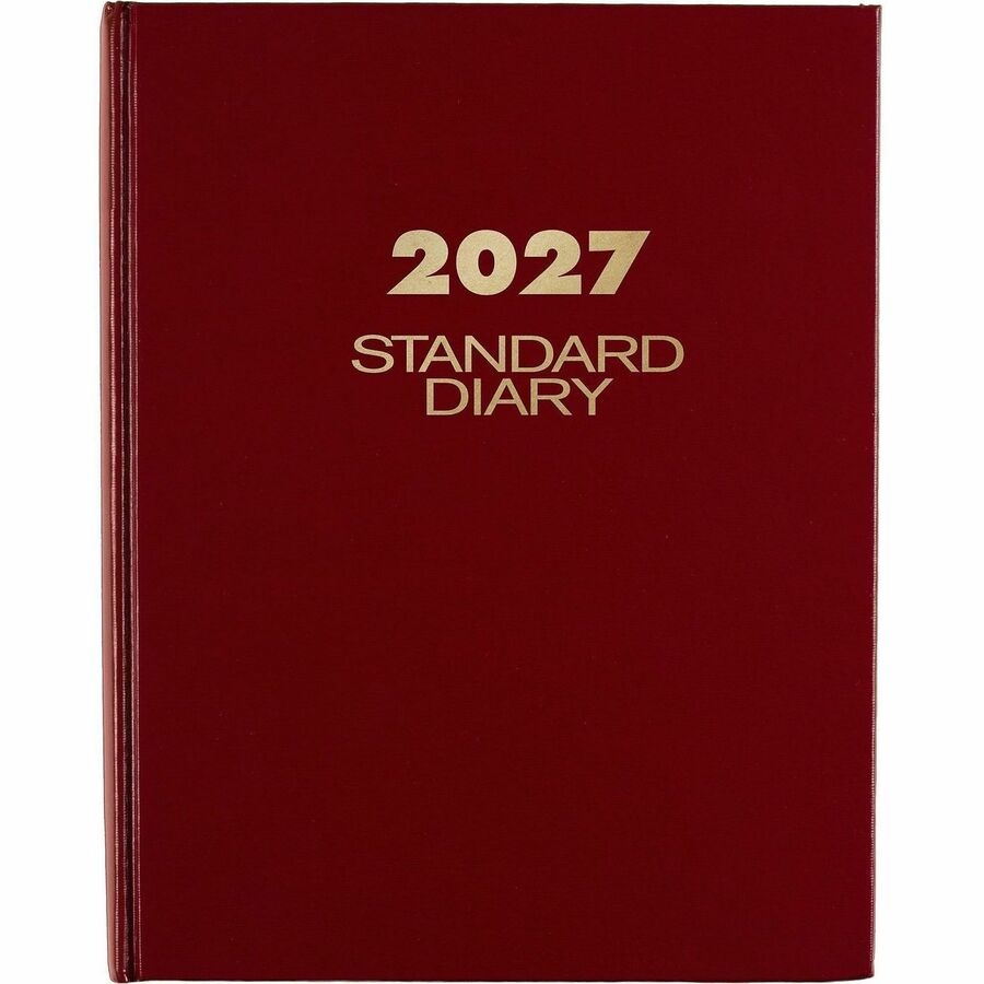 Standard Diary Daily Diary, 2024 Edition, Medium/College Rule, Red Cover, (200) 9.5 x 7.5 Sheets