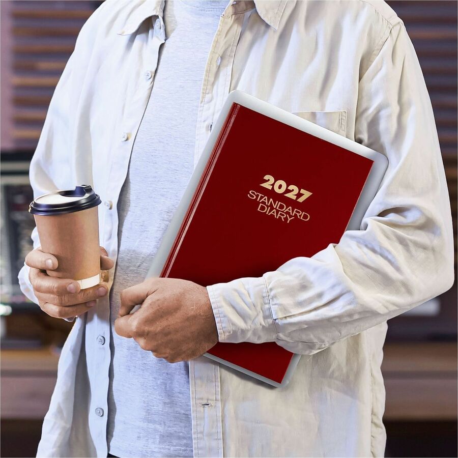 Standard Diary Daily Diary, 2024 Edition, Wide/Legal Rule, Red Cover, (200) 12 x 7.75 Sheets