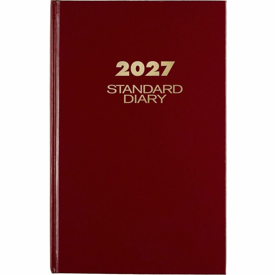 Standard Diary Daily Diary, 2024 Edition, Wide/Legal Rule, Red Cover, (200) 12 x 7.75 Sheets