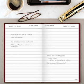 Standard Diary Daily Diary, 2024 Edition, Wide/Legal Rule, Red Cover, (200) 12 x 7.75 Sheets