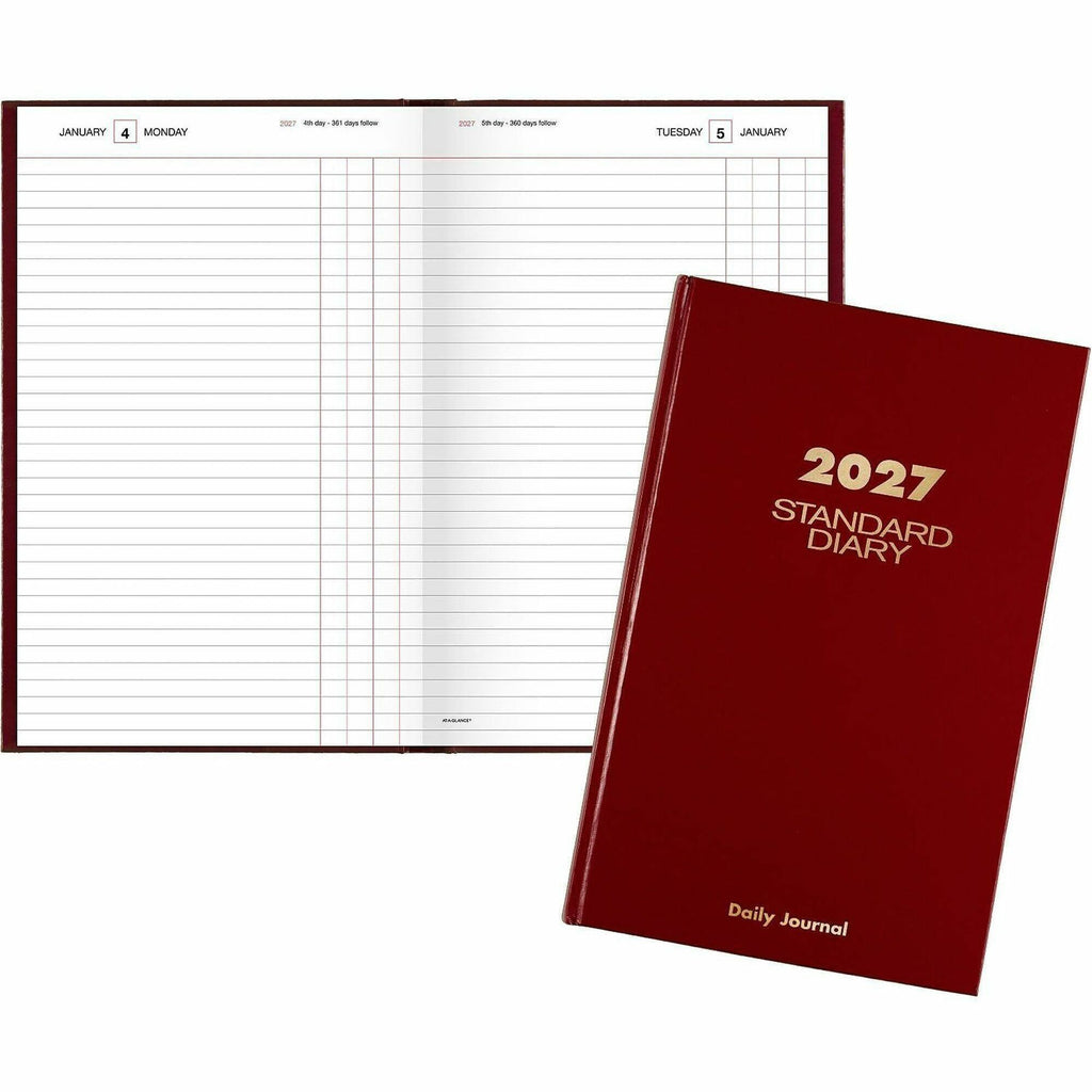 Standard Diary Daily Journal, 2024 Edition, Wide/Legal Rule, Red Cover, (210) 12 x 7.75 Sheets