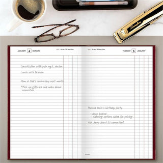 Standard Diary Daily Journal, 2024 Edition, Wide/Legal Rule, Red Cover, (210) 12 x 7.75 Sheets