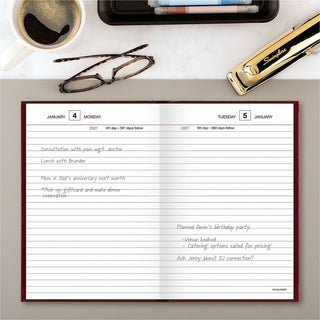 Standard Diary Daily Reminder Book, 2024 Edition, Medium/College Rule, Red Cover, (201) 7.5 x 5.13 Sheets