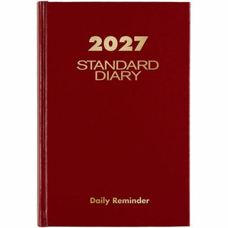 Standard Diary Daily Reminder Book, 2024 Edition, Medium/College Rule, Red Cover, (201) 7.5 x 5.13 Sheets