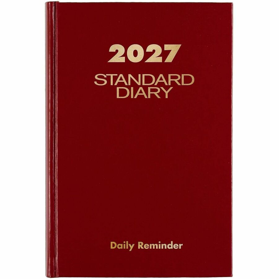Standard Diary Daily Reminder Book, 2024 Edition, Medium/College Rule, Red Cover, (201) 7.5 x 5.13 Sheets