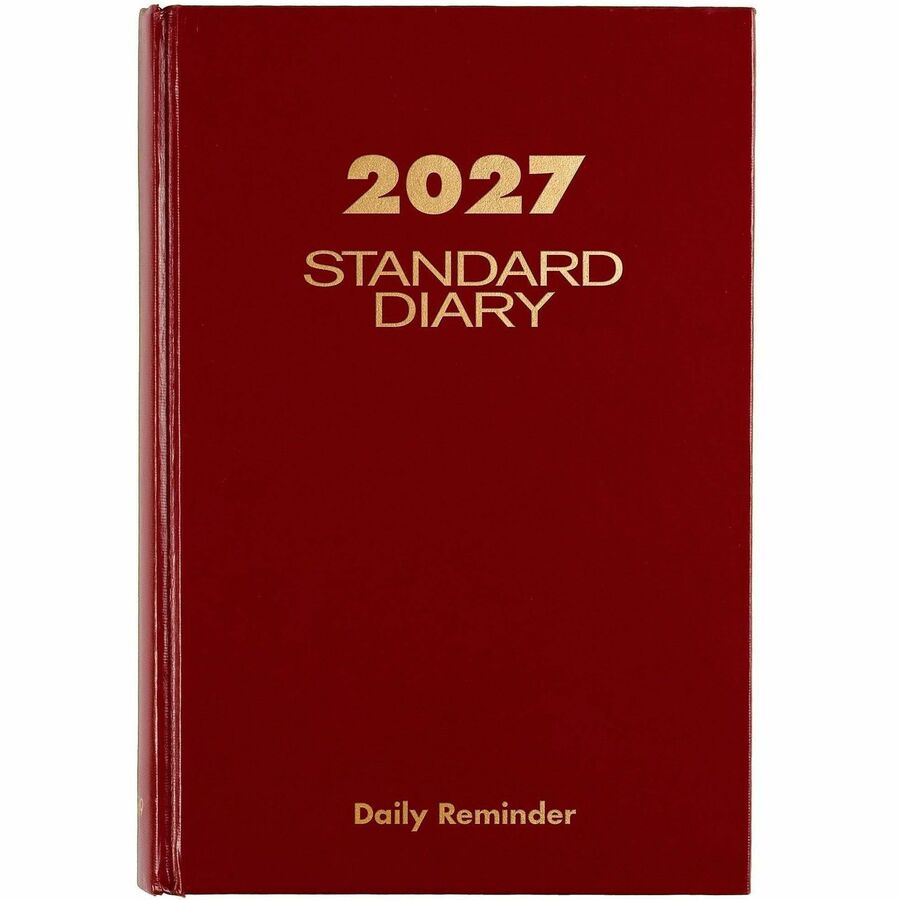 Standard Diary Daily Reminder Book, 2024 Edition, Medium/College Rule, Red Cover, (201) 8.25 x 5.75 Sheets