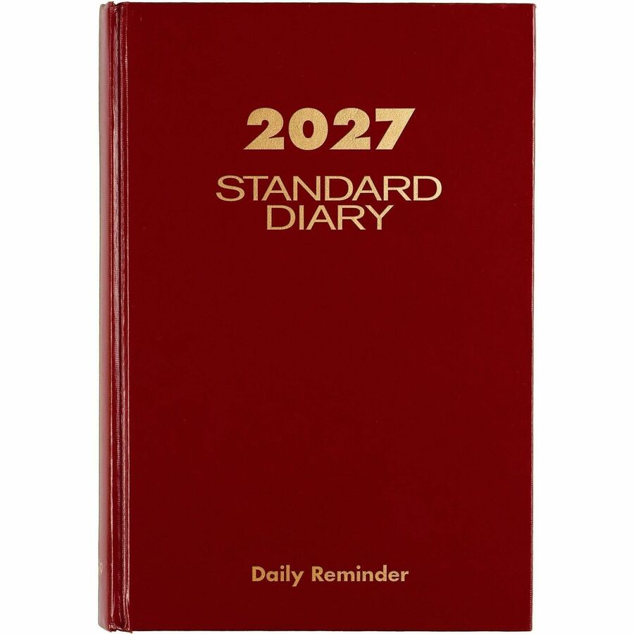 Standard Diary Daily Reminder Book, 2024 Edition, Medium/College Rule, Red Cover, (201) 8.25 x 5.75 Sheets