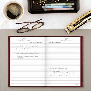 Standard Diary Daily Reminder Book, 2024 Edition, Medium/College Rule, Red Cover, (201) 8.25 x 5.75 Sheets