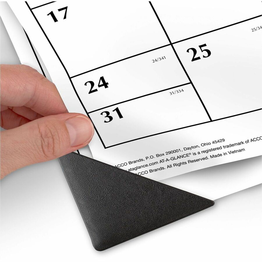 Two-Color Monthly Desk Pad Calendar, 22 x 17, White Sheets, Black Corners, 12-Month (Jan to Dec): 2024
