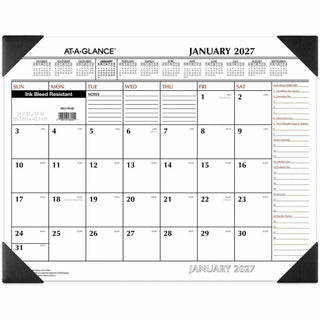 Two-Color Monthly Desk Pad Calendar, 22 x 17, White Sheets, Black Corners, 12-Month (Jan to Dec): 2024