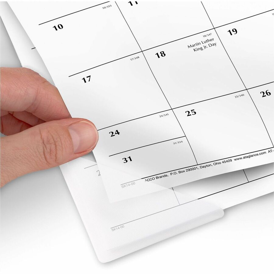 Compact Desk Pad, 18 x 11, White Sheets, Black Binding, Clear Corners, 12-Month (Jan to Dec): 2024