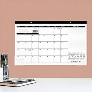 Compact Desk Pad, 18 x 11, White Sheets, Black Binding, Clear Corners, 12-Month (Jan to Dec): 2024
