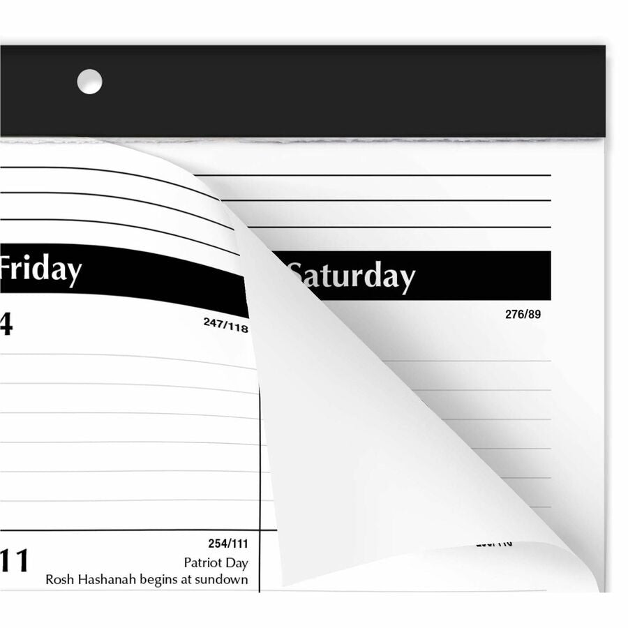 Academic Year Ruled Desk Pad, 21.75 x 17, White Sheets, Black Binding, Black Corners, 16-Month (Sept to Dec): 2023 to 2024