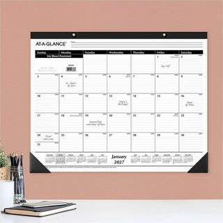 At-A-Glance 2024 Ruled Monthly Desk Pad, Large, 24" x 19" - Large Size - Julian Dates - Monthly - 12 Month - January 2024 - December 2024 - 1 Month Single Page Layout - 24" x 19" White Sheet - Headband - Desktop - White - Paper - Ruled Daily Block -