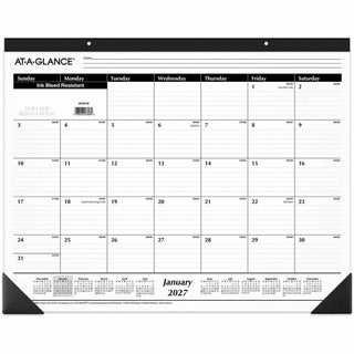 At-A-Glance 2024 Ruled Monthly Desk Pad, Large, 24" x 19" - Large Size - Julian Dates - Monthly - 12 Month - January 2024 - December 2024 - 1 Month Single Page Layout - 24" x 19" White Sheet - Headband - Desktop - White - Paper - Ruled Daily Block -