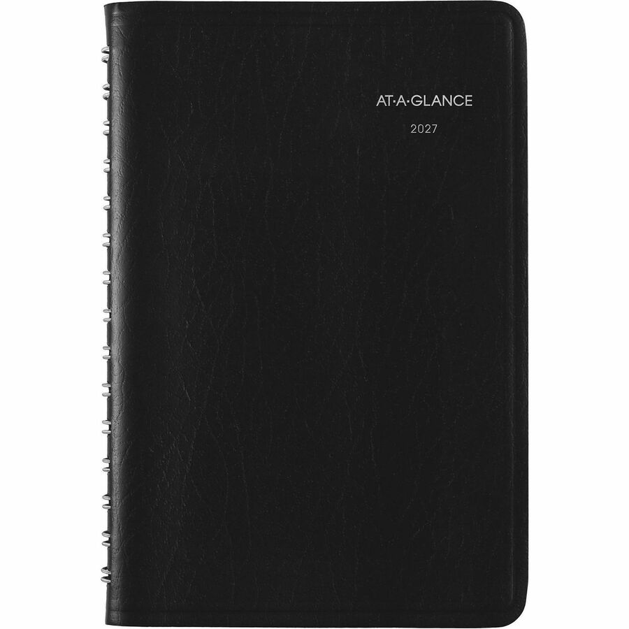 DayMinder Daily Appointment Book, 8 x 5, Black Cover, 12-Month (Jan to Dec): 2024